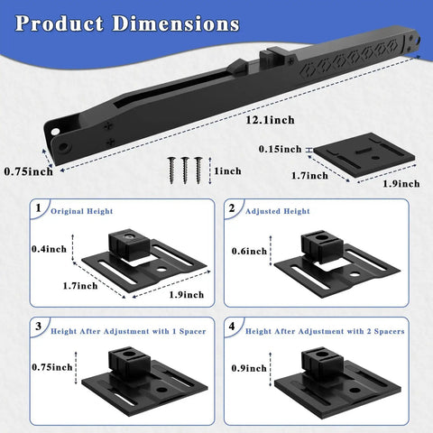 Diagram of 2 Piece Barn Door Soft Close Mechanism Set With Upgraded Universal Weight Compatibility Supports Doors Up To 160 Lbs.