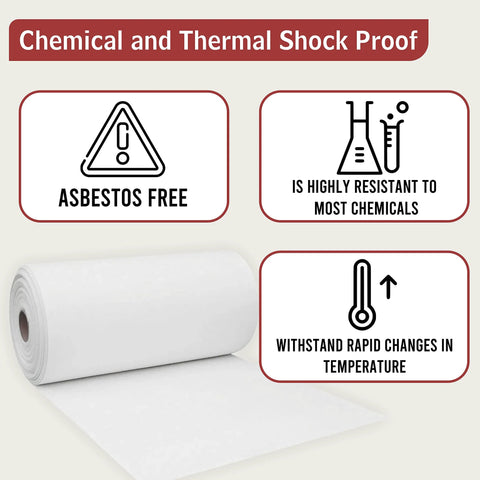 Ceramic fiber paper roll, 1/32 in thick, white, 24 in x 25 ft, 2300°F rated, non-asbestos insulation gasket paper