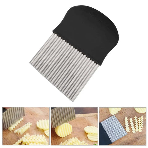 Crinkle Cutter Wavy Slicer For Fries And Veggies HTBMALL 430 Stainless Steel Knife With ABS Safe Handle Ideal For Carrots Potatoes