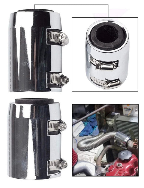 Stainless steel radiator hose kit, 24 in, with chrome clamps and caps, universal fit