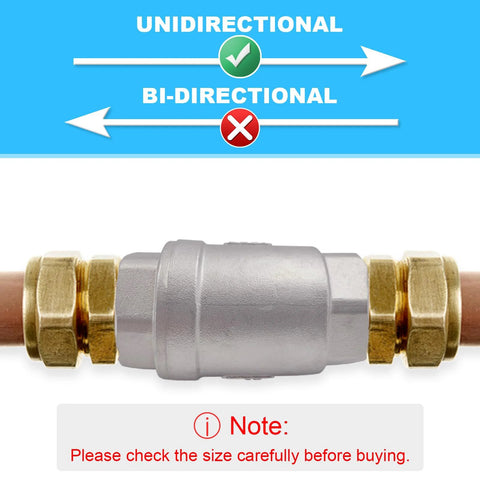 GUXGUY 1/2 inch stainless steel vertical check valve with DN15 NPT female threads on copper pipe