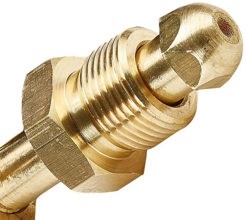 Close-up of the brass fitting for Premium Nitrogen Regulator For HVAC Pros With Lifetime USA Warranty 0 To 600 PSI Delivery CGA580 Inlet
