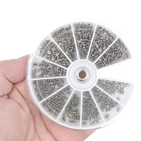 Assorted Tiny Metric Screws Kit With 12 Sizes M1 To M1.6 And Lengths From 2Mm To 4Mm 600 Pieces in plastic organizer