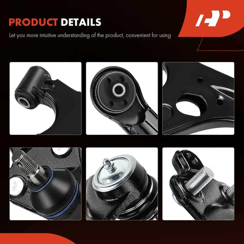 A-Premium 4-piece front suspension kit: black metal lower control arms and ball joints