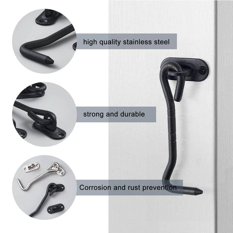 4 Piece Stainless Barn Door Lock Gate Hardware Kit With 6 Inch Sliding Latch And Eye Hook Heavy Duty Rust Resistant Gate Latch