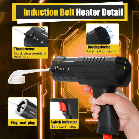 Induction Heater Kit 1800W For Bolt Removal And Rusty Screw Loosening Ultra Fast Heat Up In 8 Seconds Lightweight design in hand.