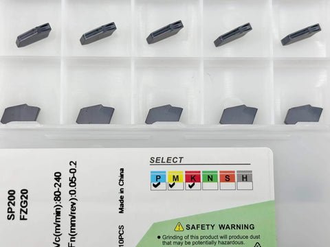 CNC Grooving Carbide Inserts GTN-2 Self Locking With PVD Black Coating For Stainless Steel And General Steel, 10 pcs set