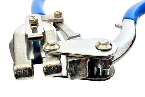 Close-up of Heavy Duty Hand Held Power Hole Punch Kit That Slaps Through Sheet Metal and Plastic Up To 16 Gauge
