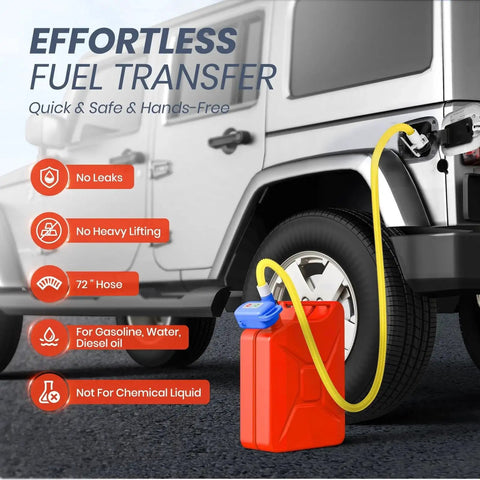 Electric Fuel Transfer Pump With Auto Stop Sensor And Leak Protection 3 GPM connected to a vehicle's fuel tank.