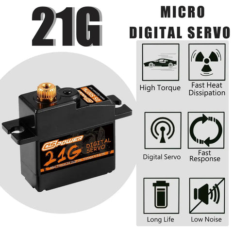 Two Pack 21G Mini Digital Servo With Full Metal Gear Micro RC Servo Dual Ball Bearings 25T Horn For 1 18 1 16 1 14 RC Cars Boats