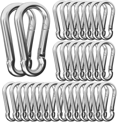 30 Pack M4 Mini Carabiner Clips 1.57 Inch Spring Loaded For Camping Gear, galvanized steel carabiners in bulk display