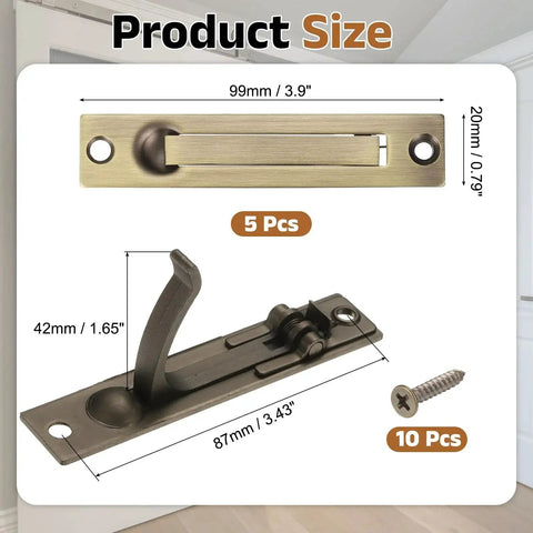 Five Pack Pocket Door Handles 304 Stainless Steel Edge Pulls Bronze Finish Includes Screws 44mm Length 87mm Hole Spacing