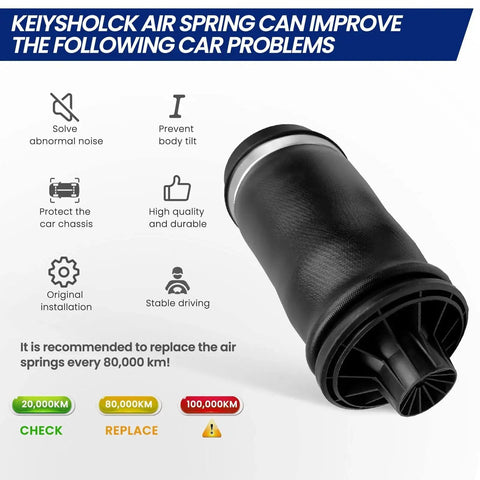 KEIYSHOLCK rear air spring suspension, black rubber cylinder with plastic base, side view