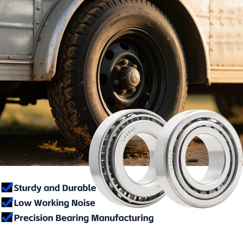 2 Set Fits for 1'' Axles Trailer Wheel Hub Bearings Kit, L44643/L44610,1.000" ID, 1.980" OD, 0.580" Width，12192TB Seal near truck wheel