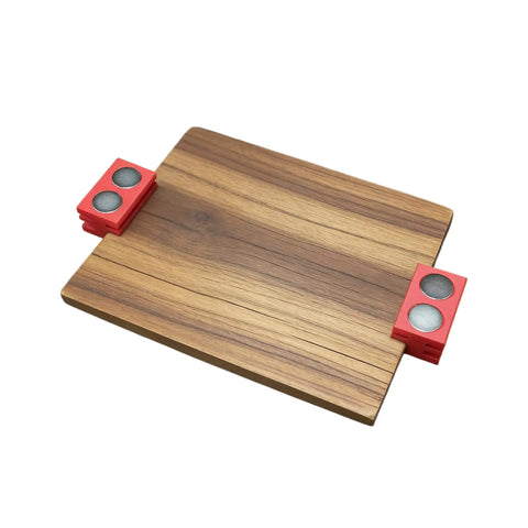 Magnetic Hold Down Pins For Laser Cutter 4 Magnet Risers For Steel Honeycomb Beds Clamps shown in use on wood