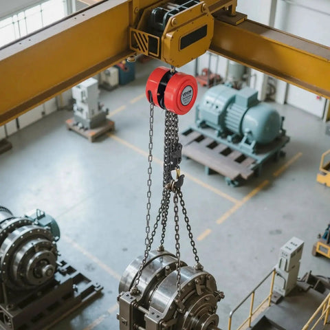 Heavy Duty Hand Chain Hoist 2 Ton With 10 Ft Lift and Galvanized G70 Chain lifting machinery in industrial setting