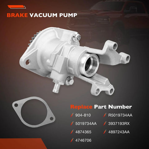 Brake vacuum pump 904-810, gear-driven for 1994–2002 Dodge Ram 5.9L Cummins; includes gasket