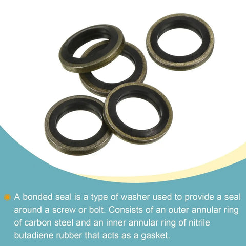 Bonded Sealing Washers M10 Size 15.5 By 10 By 2 Millimeter Carbon Steel With Nitrile Rubber Gasket Pack Of 10