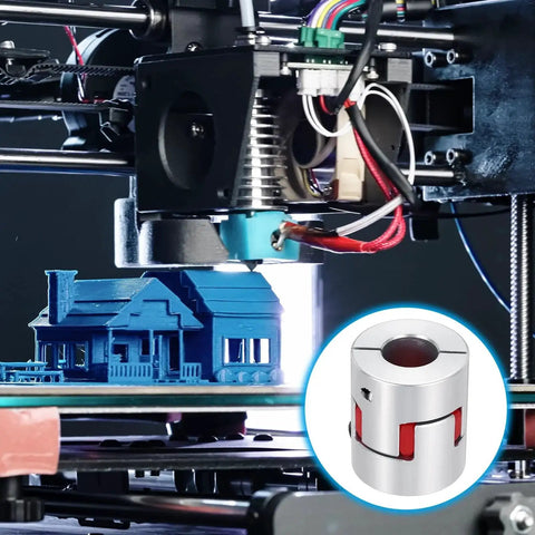 Aluminum Shaft Coupling 8mm To 14mm Flexible Spider Coupler L35mm X D30mm for 3D Printer, CNC Router use, with house model.
