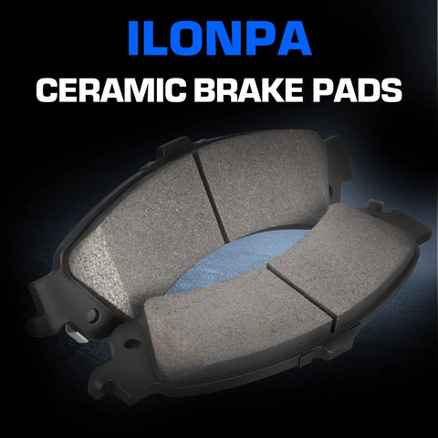 ILONPA ceramic brake pads set, 4 pcs with hardware, automotive brake components