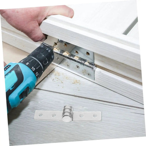 Heavy Duty Stainless Steel Cabinet Hinges for Industrial Boxes being installed; flat folding design, high load capacity.