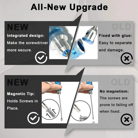 Comparison of new integrated design and magnetic tip of All In One RC Hex Key Driver Set With Magnetic Tips Quick Change Allen Wrench