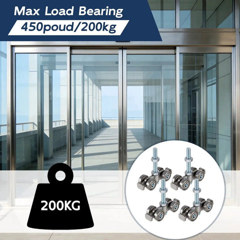 4 Pcs Silent Trolley Assemblies With 4 Wheel Rollers For Quiet Movement In 1-5/8 Inch Wide Strut Channel shown with max load bearing info