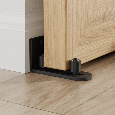 Sliding Barn Door Bottom Floor Guide Wall Mounted Roller Guides with Ball Bearings Adjustable Stay Roller Black Made From Solid Carbon Steel for Anti Rust Longevity Fits Door Thickness Up To 3 Inches Smooth Quiet Operation