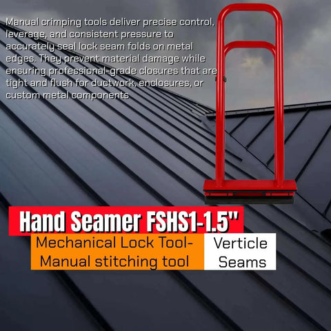 Dual Stage Hand Seamer For Standing Seam Roofing Quickly Bends 90 Degrees And Seals 180 Degrees In One Pass Vertical Seams Tool