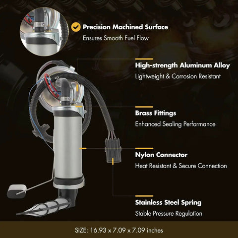 Beefed Up Fuel Pump Module Assembly For Jeep Cherokee 1991 1992 1993 2.5L L4 And 4.0L L6 Gas SUV Replacement showing components and size