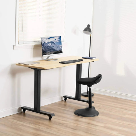 Modern desk setup on Heavy Duty 2 Inch M10 Threaded Locking Casters with 360 Degree Swivel Quiet Rolling, creating mobile workstation.