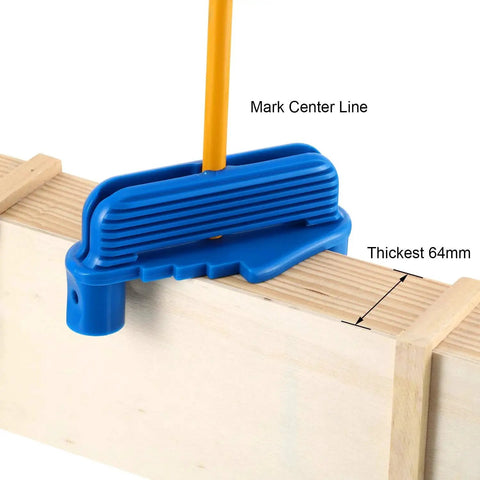 Center Finder Tool For Woodworking With Magnetic Scriber And Offset Marking Gauge, Quick Center Marking On Wood, Blue Weewooday in use