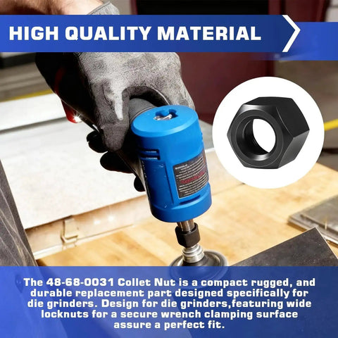 Replacement Collet Nut For Die Grinders One Quarter Inch Fits Milwaukee 2485 20 2486 20 shown during installation.