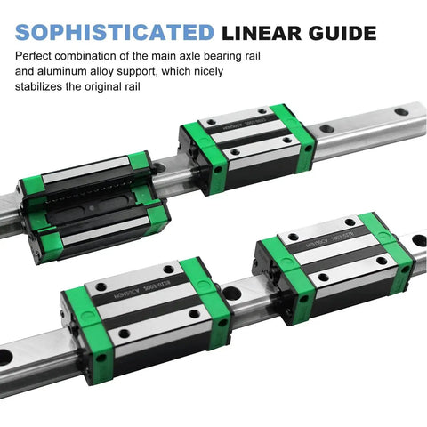 600mm HGR20 Linear Guide Rail Kit With 2 Rails And 4 HGH20CA Bearing Blocks, shown in close-up view, anti rust, industrial grade