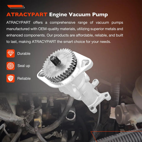 904-810 gear-driven mechanical vacuum pump, silver metal housing with mounting flange for 94-02 Dodge Ram 5.9L Cummins