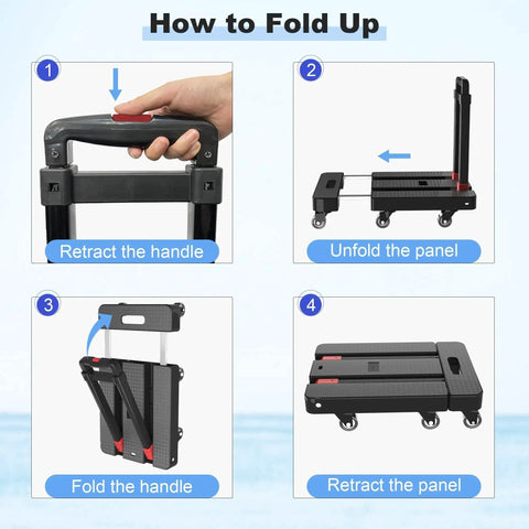How to fold Beast Tough Folding Hand Truck 500 Lbs Dolly Cart With 6 Wheel Design and telescoping handle guide