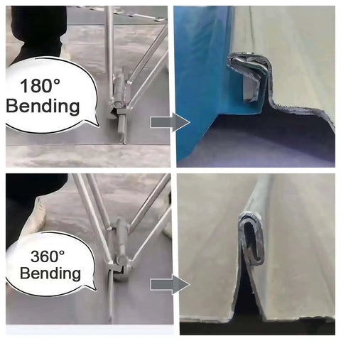 Built Tough 2 In 1 Sheet Metal Hand Seamer demonstrating 180 and 360 degree bending for metalwork