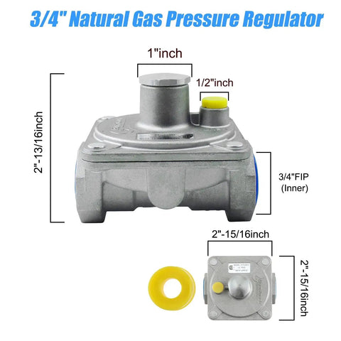 Adjustable Three Quarter Inch Natural Gas Pressure Regulator Works With NG And LPG For Four WC NG And Ten WC LPG Half PSI Built
