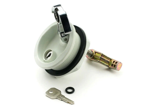 Three Inch Black T Handle Latch With Keyed Lock For Freshwater Boats, showing lock components and key