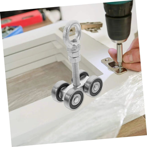Heavy Duty Sliding Door Roller Track System Kit With Silent Trolley Assemblies And Heavy Duty Wheel Rollers installed on door