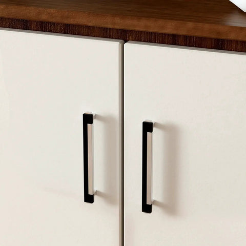 Close-up of 5 Inch Cabinet Pulls 10 Pack Square Zinc Alloy Drawer Handles In Black And Brushed Nickel for kitchen cabinets