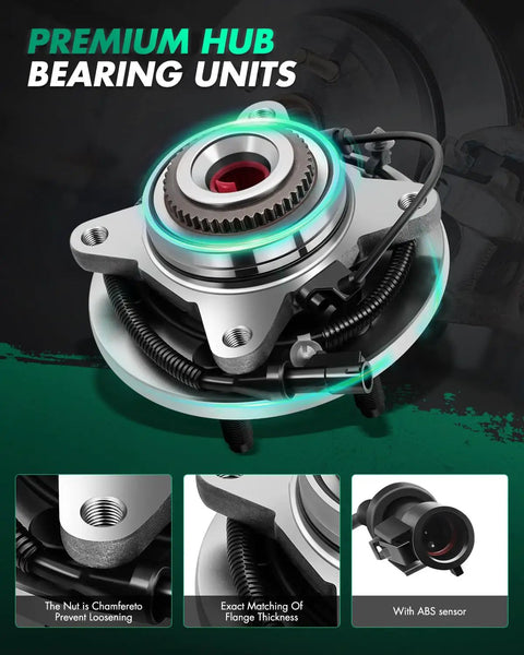 Front Wheel Hub And Bearing Assembly For Ford F150 2009 2010 Six Bolt Hub ABS Compatible Heavy Duty OE Reference 515119