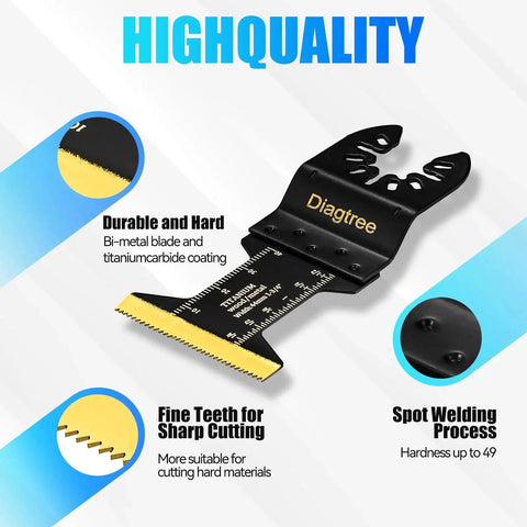 Titanium Oscillating Multitool Blades Diagtree 20 Piece Set For Metal Wood And Plastic Heat Resistant With Longer Life