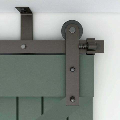 Ceiling mount with roller from 9 Ft Ceiling Mount Sliding Barn Door Hardware Kit For 54 Inch Wide Single Wood Door Built Tough Steel