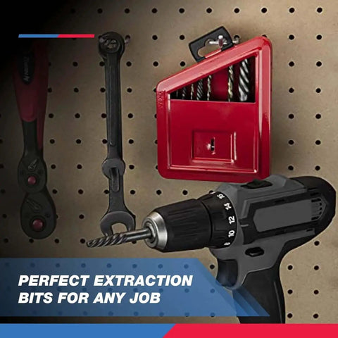 Screw Extractor And Left Hand Drill Bit Set For Stripped Screws And Broken Bolts, HSS M2 Steel Bits, Alloy Spiral Flutes, in red case