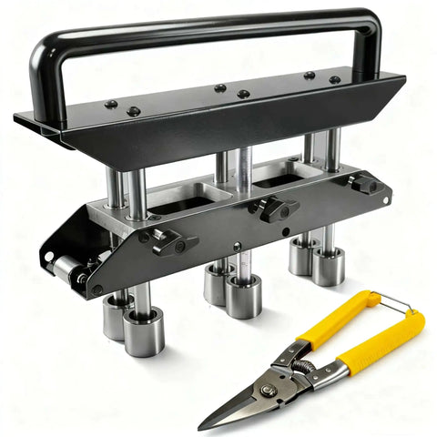 3-Station Edge Roller Bender for Sheet Metal Roofing with 0-90 Degree Adjustable Bending Tool and snips