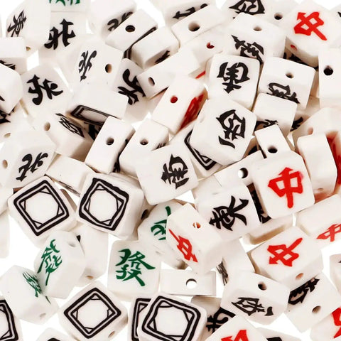 100 Pcs Mahjong Beads For Jewelry Making With Pre Drilled Holes Charms Miniature Tile Spacers For DIY Earrings Polymer Clay Beads