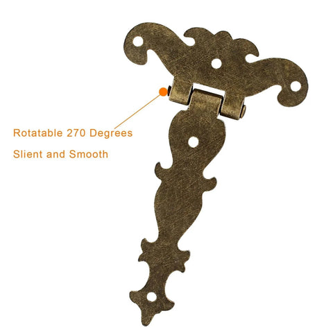Four Piece Antique Bronze T Strap Hinges Set For Wood Fence Gates And Windows, decorative tee hinge, 270 degree rotation, zinc alloy