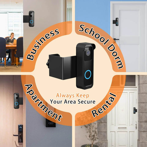 Anti Theft Doorbell Mount Bracket For Outdoor Cameras With Rain Cover, No Drill Install display in multiple environments