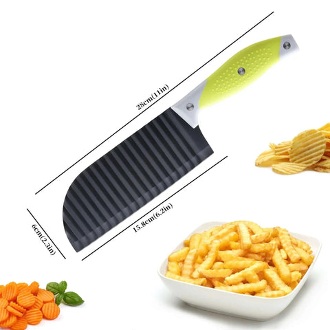 Crinkle Cutter And Wave Fries Maker For Veggies Potatoes Cucumbers Carrots And Fruit With Non Slip Handle And Dishwasher Safe Design
